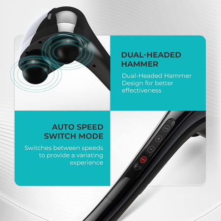 Beatxp Thunder Double Headed Hammer Body Massager Machine With 3 Attachment Pairs (Jade Black)