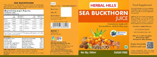 Herbal Hills Sea Buckthorn Juice 500Ml (Pack Of 5)