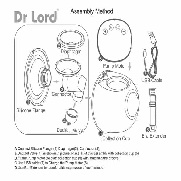 Dr Lord Handfree Wearable Electic Breast Pump With Carry Bag