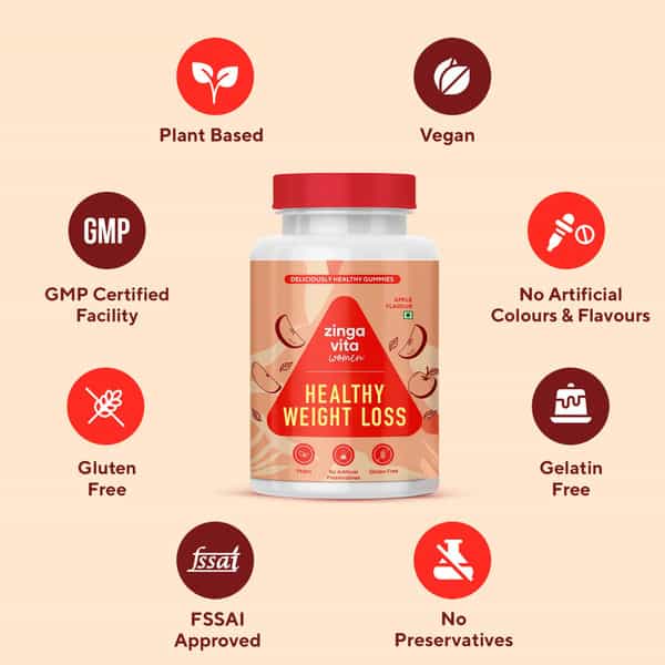 Zingavita Apple Cider Vinegar For Women Weight Loss Management 30 Vegan Gummies