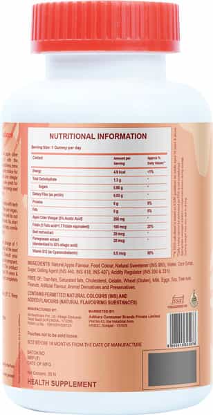 Zingavita Apple Cider Vinegar For Women Weight Loss Management 30 Vegan Gummies