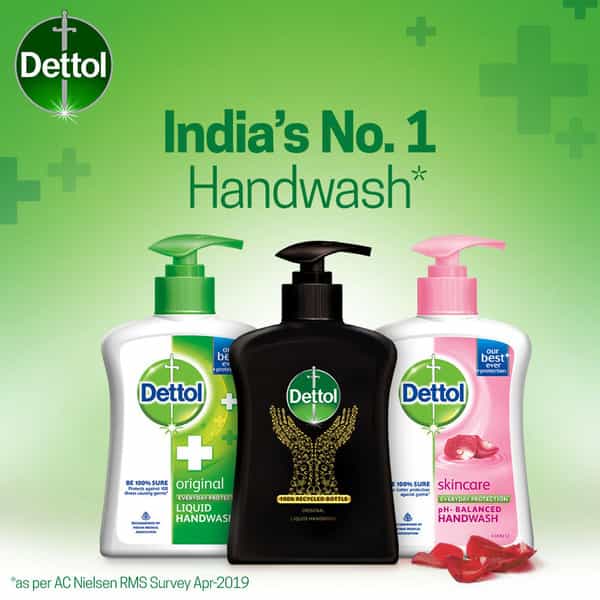 Dettol Original Germ Protection Liquid Handwash 100% Recycled Black Bottle - 200Ml
