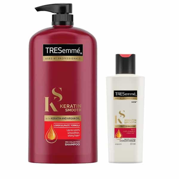 Tresemme Smooth And Shine Conditioner | 80Ml & Keratin Smooth Shampoo | 1L