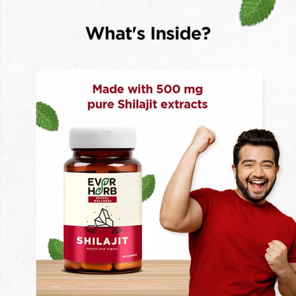 Everherb Shilajit 500Mg - Vigour Improvement-Strength & Stamina For Men-Bottle Of 60 (By Pharmeasy)