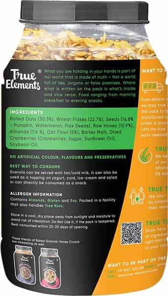 True Elements Baked Granola Honey Crunch 900Gm