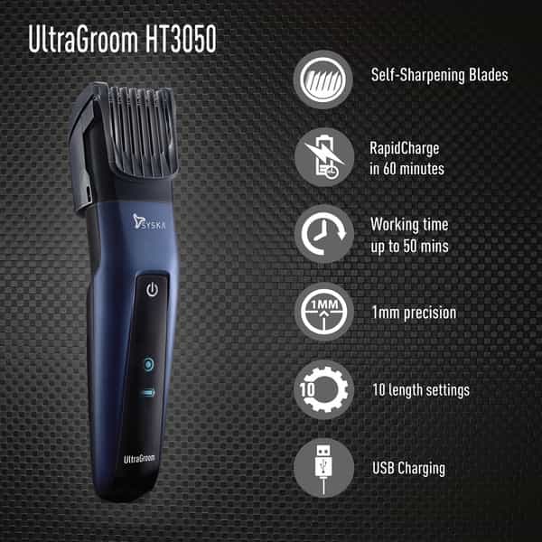 Syska Ht3050-Ultragroom Runtime: 50 Min Trimmer For Men (Blue)