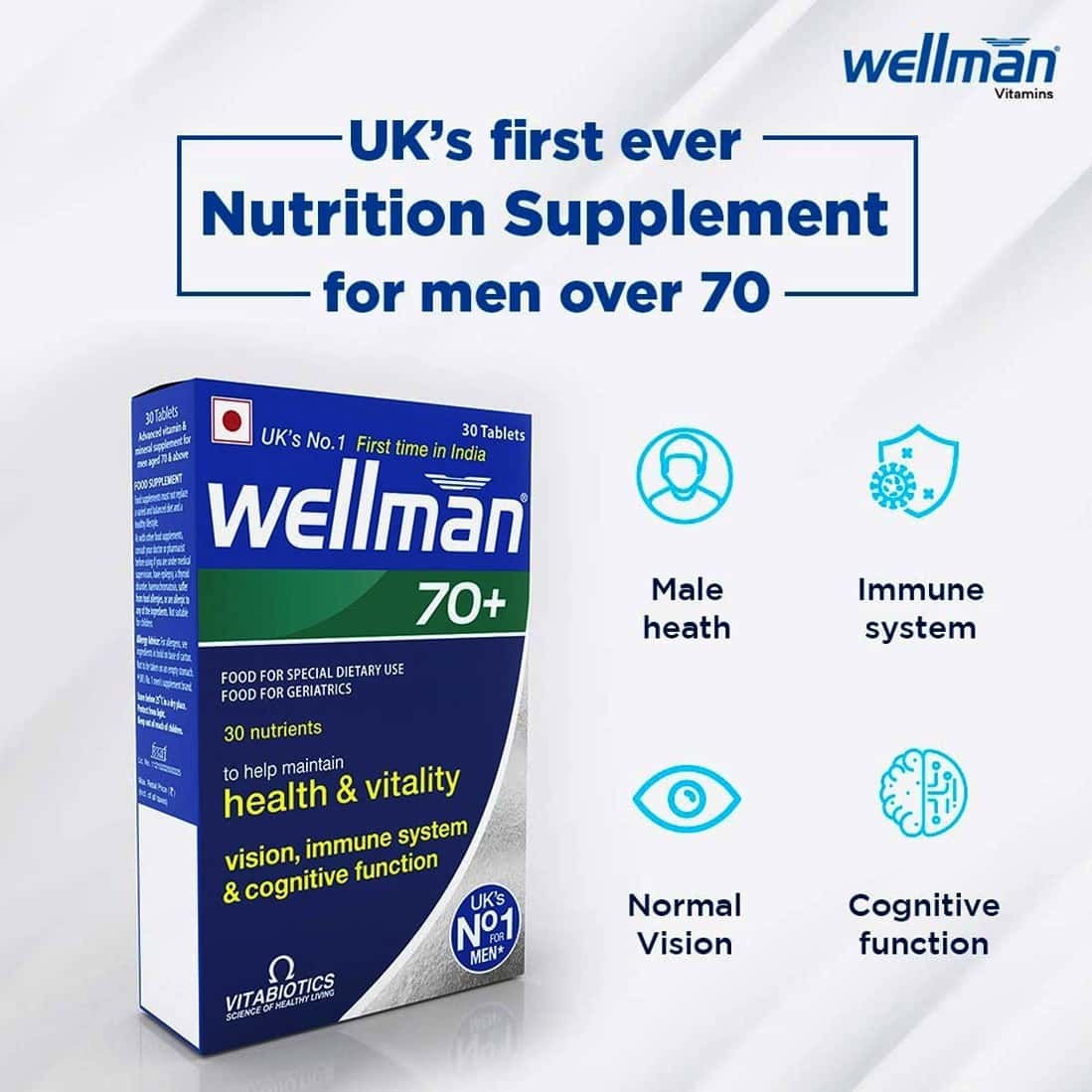 Buy WELLMAN 70+ HEALTH SUPPLEMENTS (30 NUTRIENTS) WITH WELLMAN 30