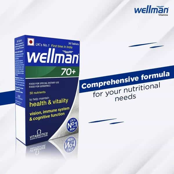 Wellman 70+ - Health Supplements (30 Nutrients) With Wellman 30 Tablet Free