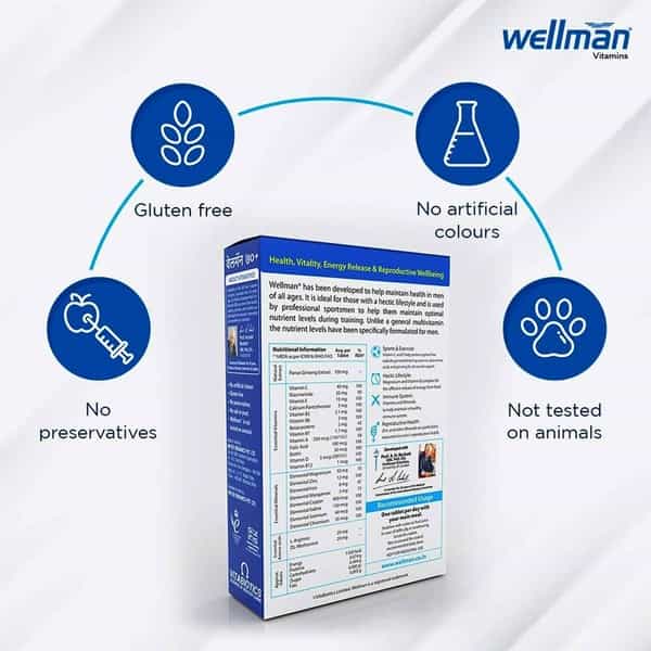 Wellman 70+ - Health Supplements (30 Nutrients) With Wellman 30 Tablet Free