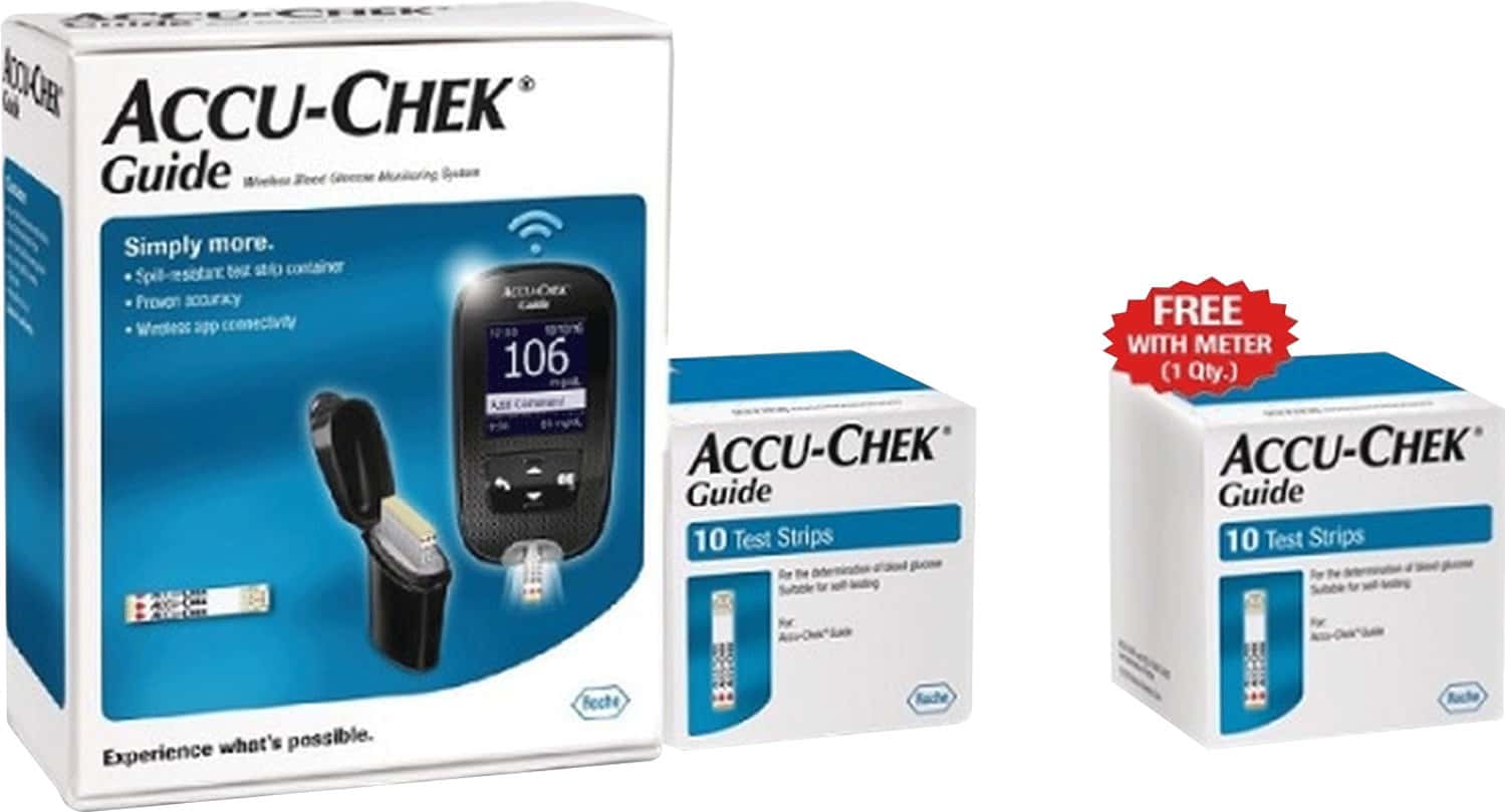 Accu-Chek Guide Wireless Blood Glucose Monitoring System | Glucometer | Free 60 Test Strips