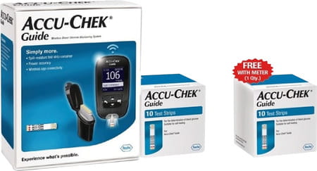 Accu-chek Guide Wireless Blood Glucose Monitoring System | Glucometer | Free 60 Test Strips