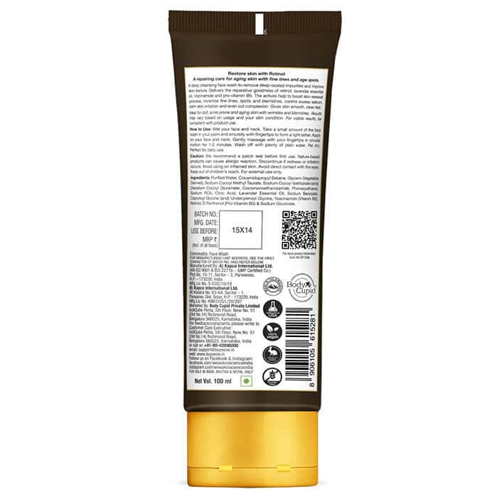 Buy WOW SKIN SCIENCE RETINOL FACE WASH FOR FINE LINES, AGE SPOTS & BLEMISHES 100ML TUBE Online