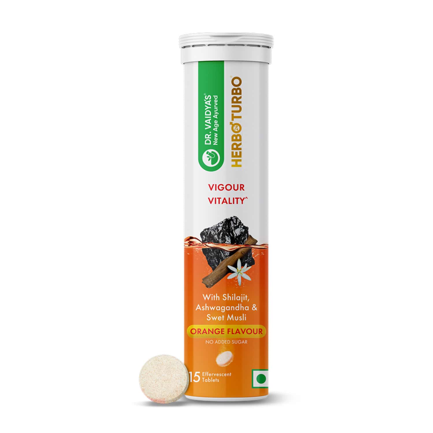 Dr. Vaidya'S Herbo24turbo Effervescent: Unlock Super Vigour And Vitality (Orange Flavor)