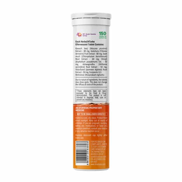 Dr. Vaidya's Herbo24turbo Effervescent: Unlock Super Vigour And Vitality (Orange Flavor)