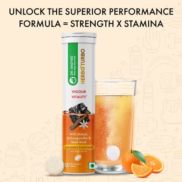 Dr. Vaidya's Herbo24turbo Effervescent: Unlock Super Vigour And Vitality (Orange Flavor)
