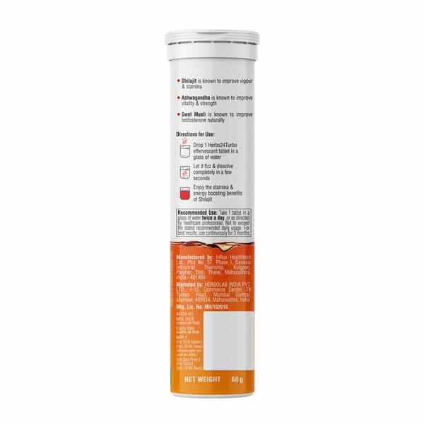 Dr. Vaidya's Herbo24turbo Effervescent: Unlock Super Vigour And Vitality (Orange Flavor)