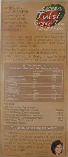 Organic Wellness Owreal Tulsi Green Plus Saffron Tea 25 Bag