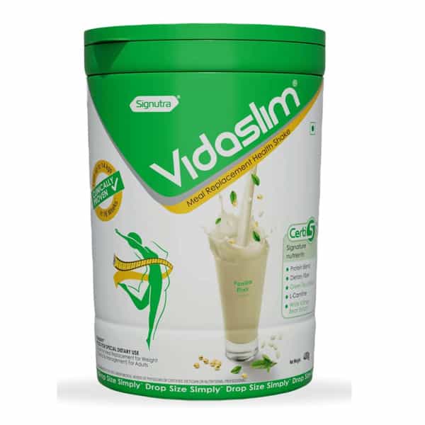 Vidaslim Meal Replacement Health Shake For Weight Management Caffe Latte Flavour Jar Of 400Gm