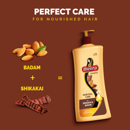 Meera Hairfall Care Shampoo | Goodness Of Badam & Shikakai | For Strong & Healthy Hair | 340ml
