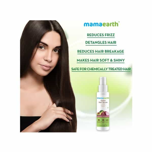 Mamaearth Onion Hair Serum For Silky & Smooth Hair For Strong Tangle Free & Frizz-Free Hair - 100Ml