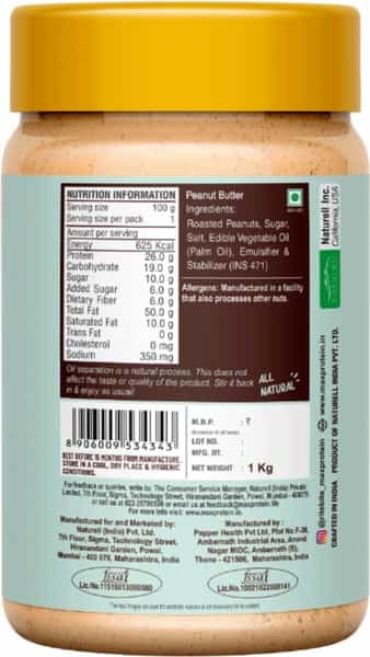 Max Protein Peanut Spread - Classic Crunchy [1 Kg] - Pack Of 1