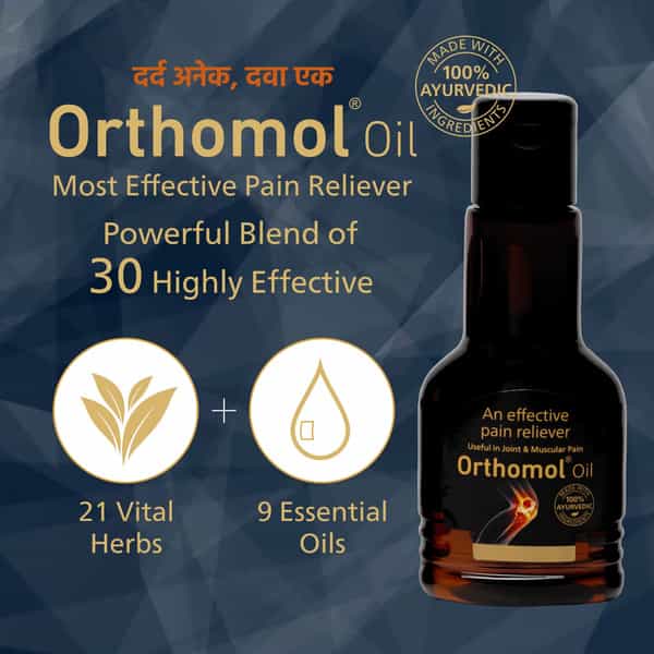 Orthomol Ayurvedic Pain Relief Oil For Joint Pain | Muscular Pain - 50 Ml (Pack Of 4)