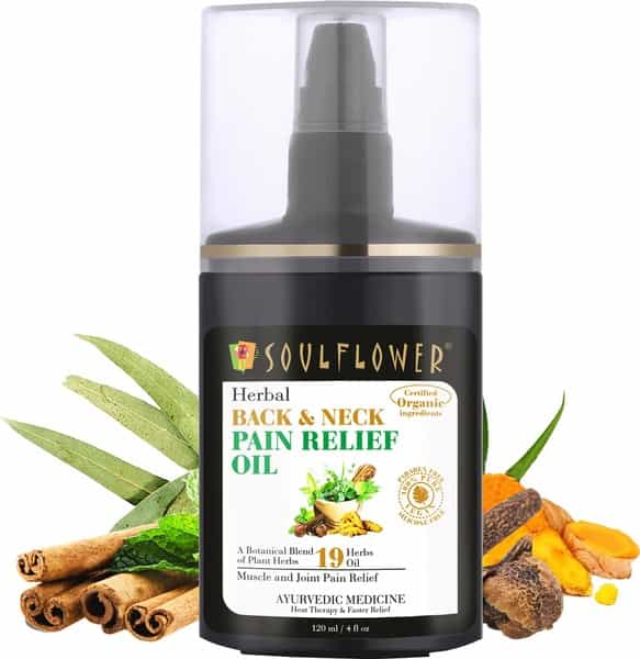 Soulflower Back & Neck Pain Relief Oil With Botanical Blend Of 19 Plant Herbs -120Ml