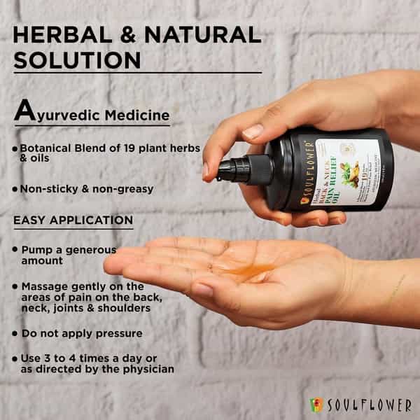 Soulflower Back & Neck Pain Relief Oil With Botanical Blend Of 19 Plant Herbs -120Ml