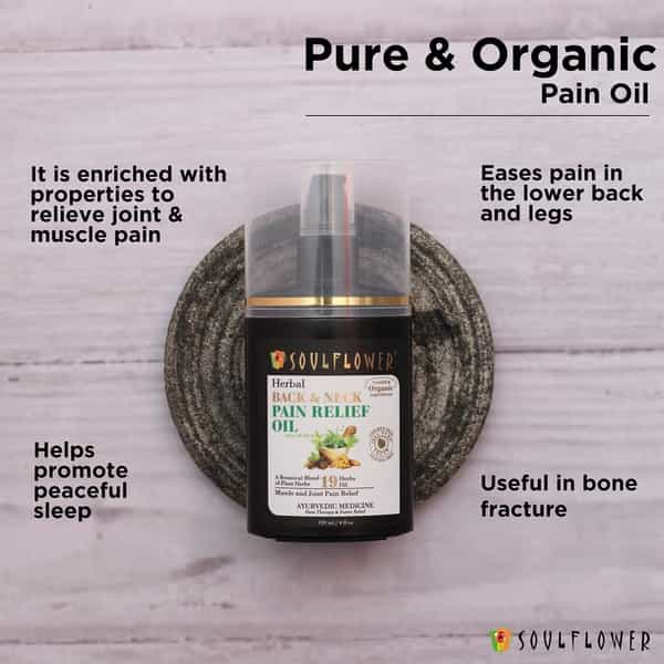 Soulflower Back & Neck Pain Relief Oil With Botanical Blend Of 19 Plant Herbs -120Ml