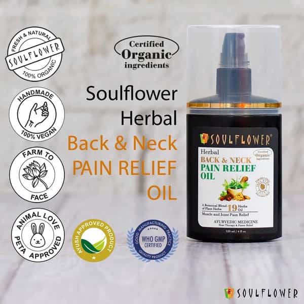Soulflower Back & Neck Pain Relief Oil With Botanical Blend Of 19 Plant Herbs -120Ml