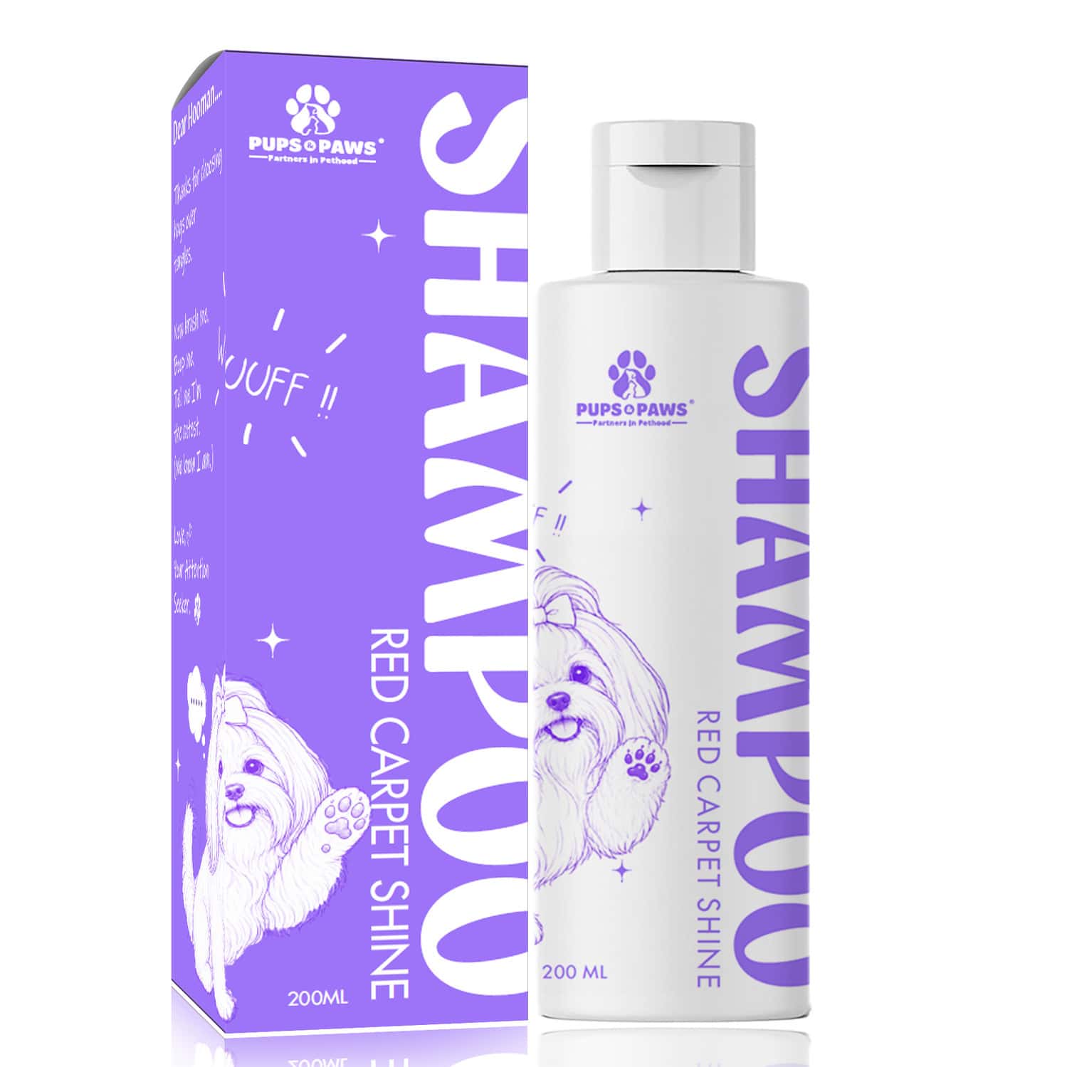 Pups & Paws Red Carpet Shine Dog Shampoo For Shih Tzu | Detangles Long Fur | Soft Shiny Coat 200 Ml