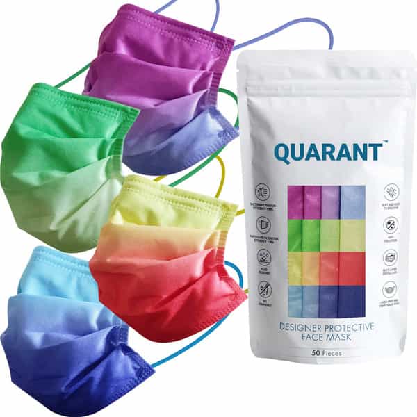 Quarant 4 Ply Designer Protective Surgical Face Mask With Nose Pin Ombre Combo - Pack Of 50