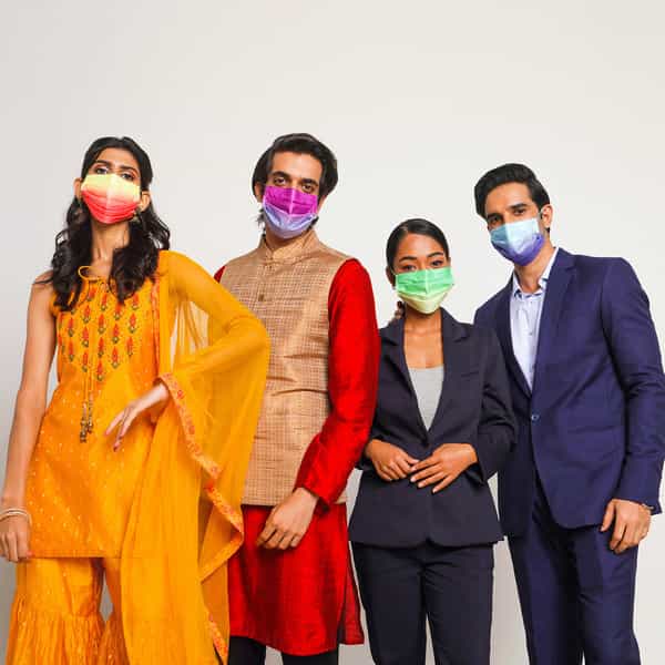 Quarant 4 Ply Designer Protective Surgical Face Mask With Nose Pin Ombre Combo - Pack Of 50