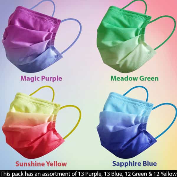 Quarant 4 Ply Designer Protective Surgical Face Mask With Nose Pin Ombre Combo - Pack Of 50