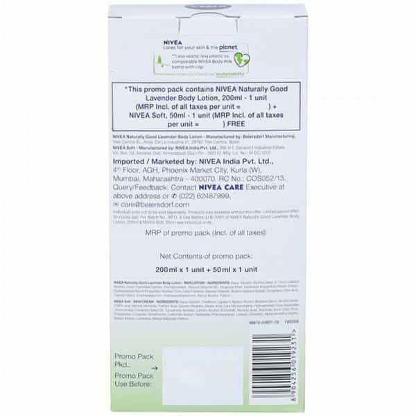 Nivea Naturally Good Natural Avocado Body Lotion 200Ml With Nivea Soft 50Ml Free