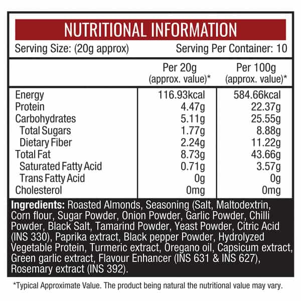 Nourishvitals Peri Peri Rosted Almonds | 100% Natural California With No Preservatives | 200G