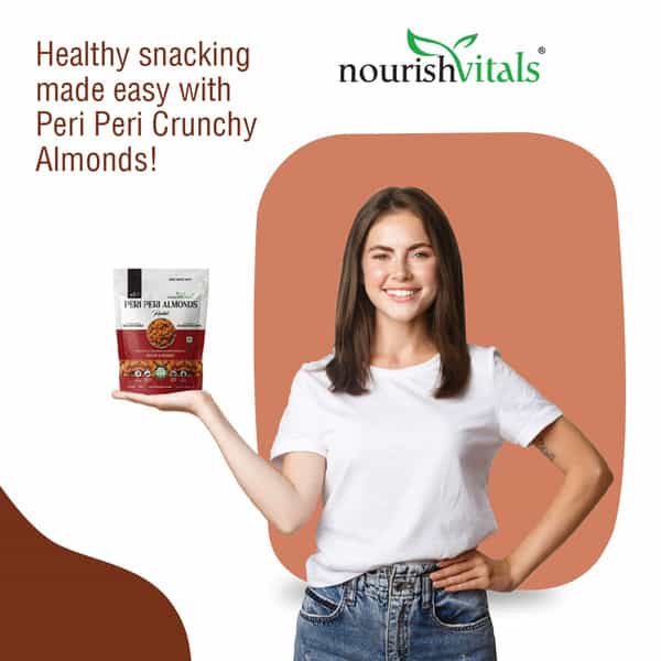 Nourishvitals Peri Peri Rosted Almonds | 100% Natural California With No Preservatives | 200G