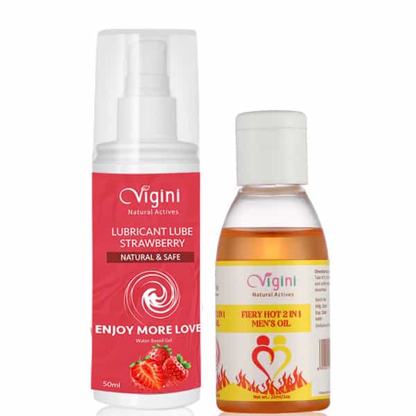 Vigini Intimate Strawberry Sexual Lubricant Water-Based Long Lasting Gel & Penis Growth Massage Oil