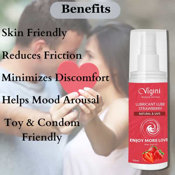Vigini Intimate Strawberry Sexual Lubricant Water-Based Long Lasting Gel & Penis Growth Massage Oil