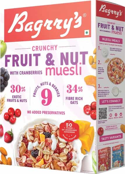 Bagrrys Crunchy Muesli Fruit And Nut With Cranberries 400 Gm
