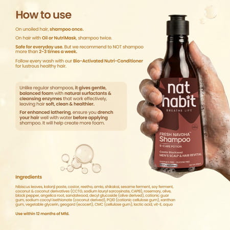 Nat Habit Natural Hair Shampoo | Men | Hairfall & Dandruff Control | Revital & Nourishment (250Ml)