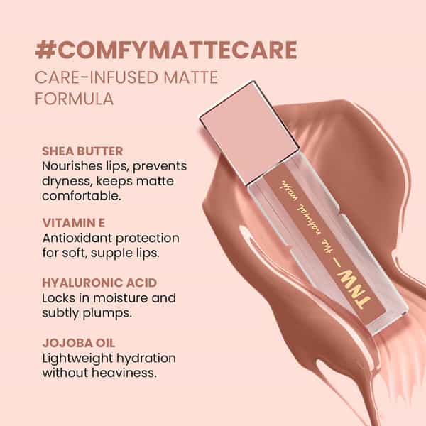 Tnw The Natural Wash Comfy Matte Liquid Lipstick 02 Royal Rumour | Mocha Brown Tone 3 Ml