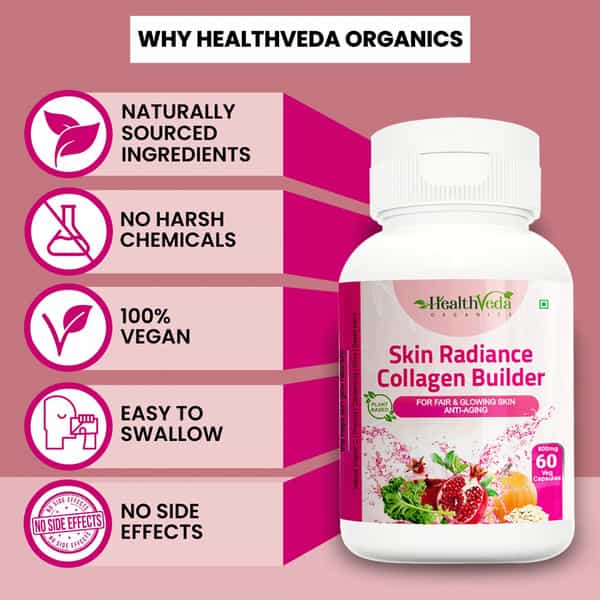 Health Veda Organics Plant Based Skin Radiance Collagen Builder Capsules | 60 Veg Capsules