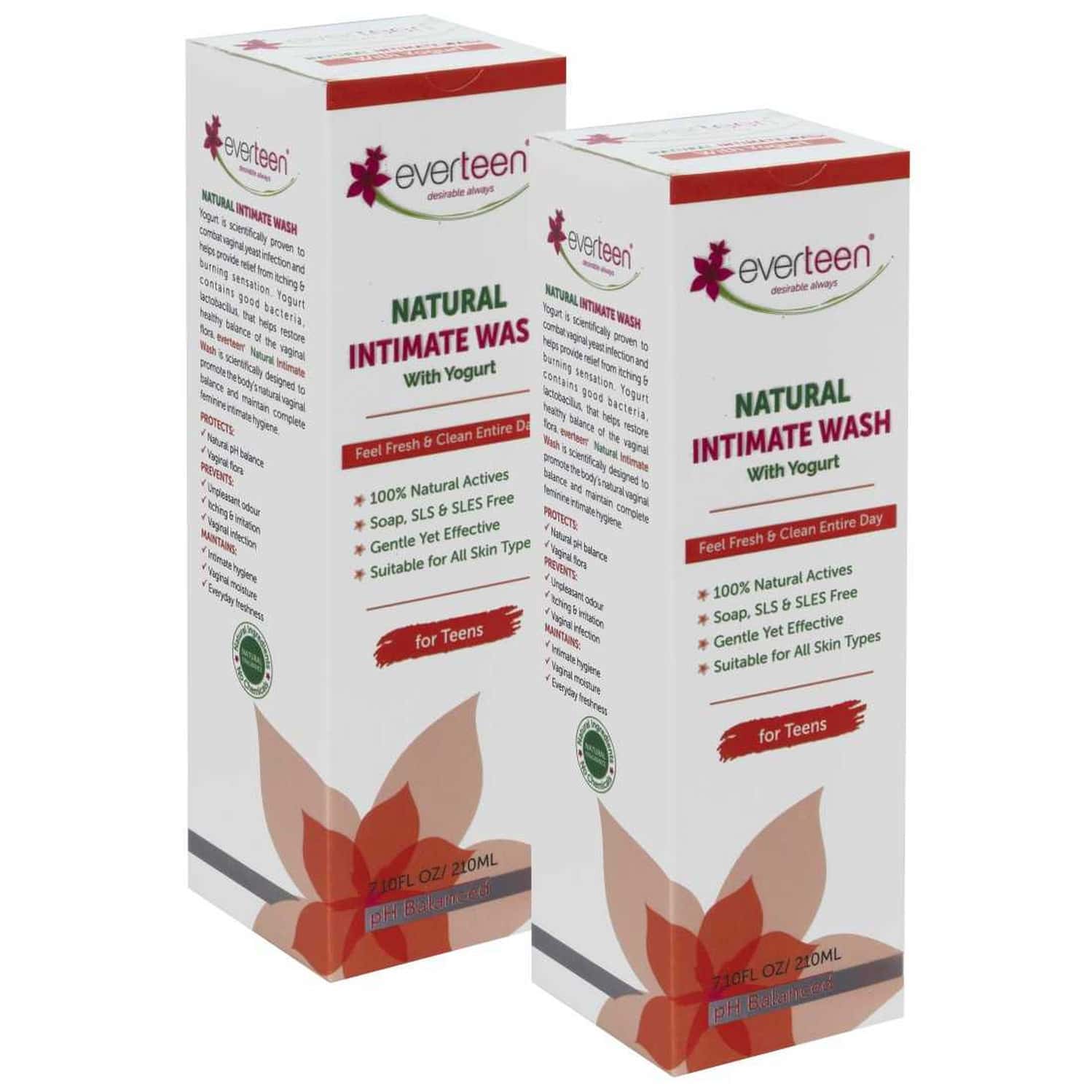Everteen Yogurt Natural Intimate Wash For Feminine Intimate Hygiene In Teens - 2 Packs (210ml Each)