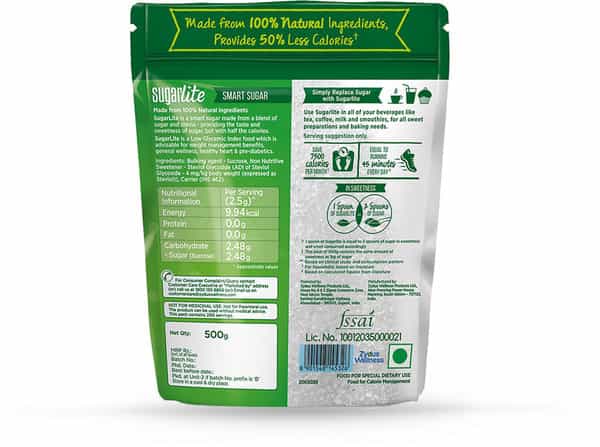 Sugarlite 50% Less Calories Sugar Pouch 500 Gm