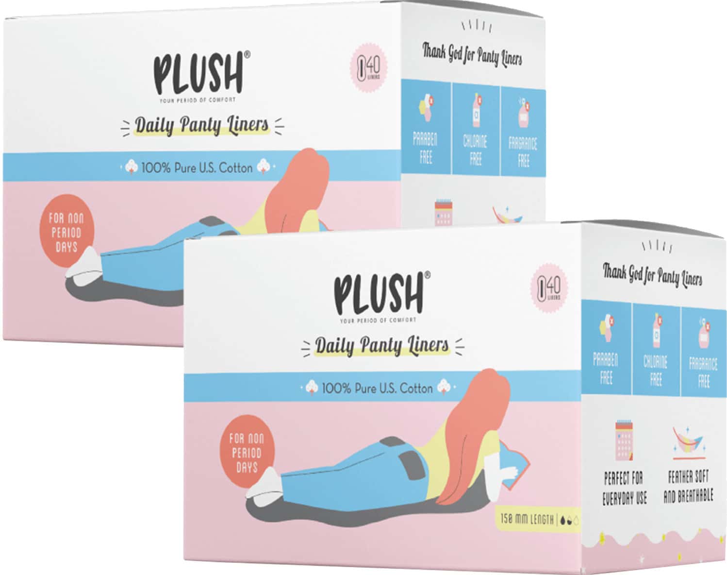 Plush Daily Ultra Thin Panty Liners For Women 80 Liners-150mm In Length