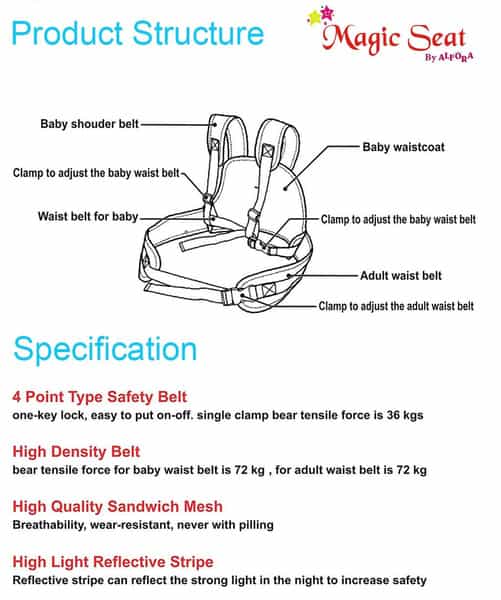 Magic Seat- 2 Wheelerkids Safety Seat Belt/Kids Carrier Protection For 2 Wheelers (Red-Angry Bird)