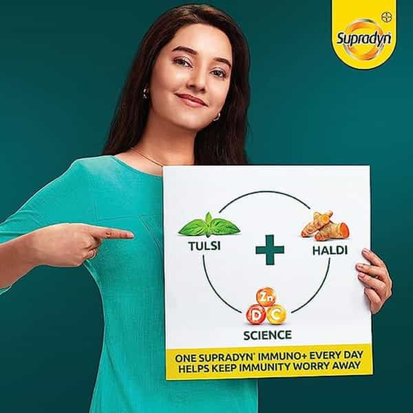 Supradyn Immuno + | Vit C | Vit D | Zinc | Blend Of Tulsi | Turmeric | Pack Of 9 X 10 Tablets