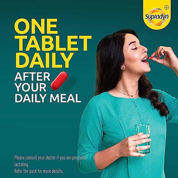 Supradyn Immuno + | Vit C | Vit D | Zinc | Blend Of Tulsi | Turmeric | Pack Of 9 X 10 Tablets