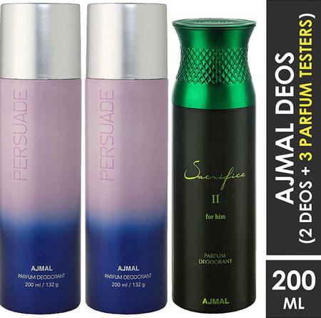Ajmal 2 Persuade For Men & Women & 1 Sacrifice Ii For Him For Men Deo Each 200ml Combo Pack Of 3